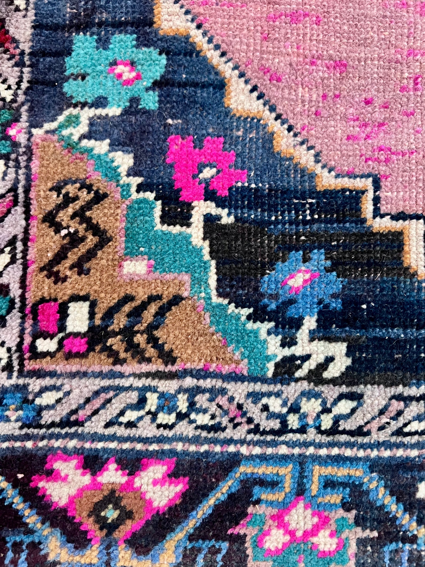 Pink Medallion Vintage Turkish Oushak Rug