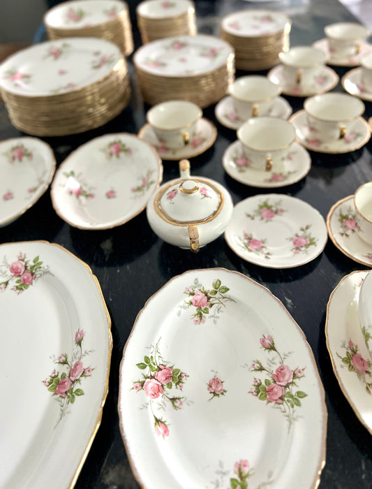 Cannonsburg Pink Rose China with 22KT Gold Trim – Rare 92-Piece Heirloom Set