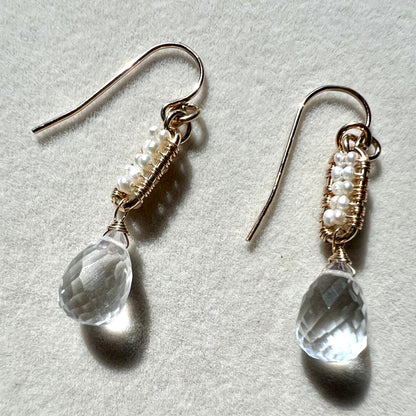 Seed Pearls & Moonstone Drop 14K Gold Fill Earrings