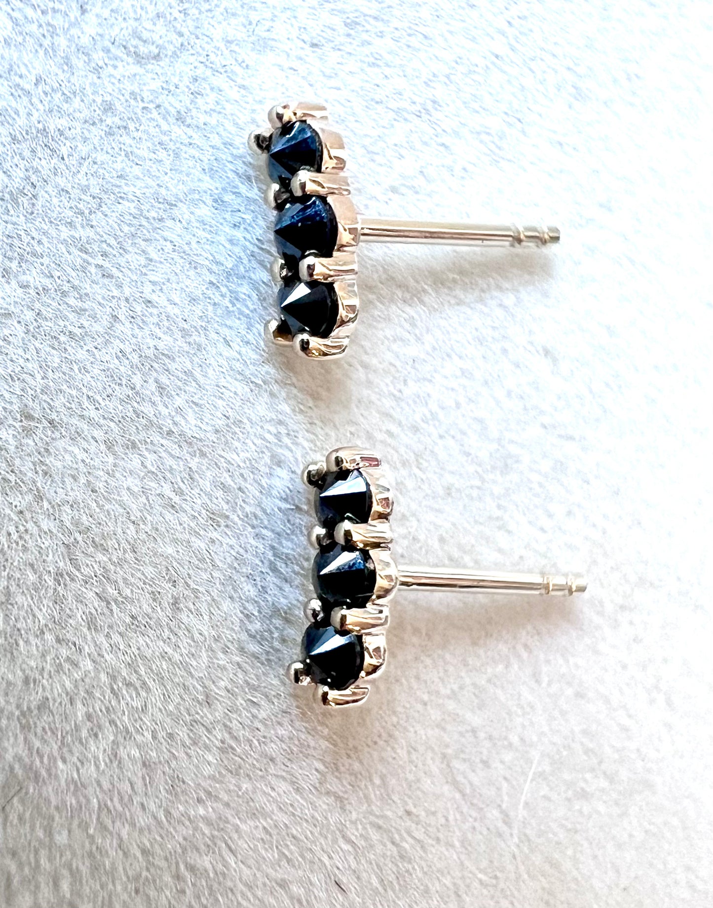 Black Diamond Solid 14kt Gold Stud Earrings