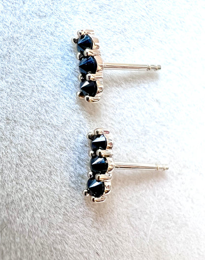 Black Diamond Solid 14kt Gold Stud Earrings