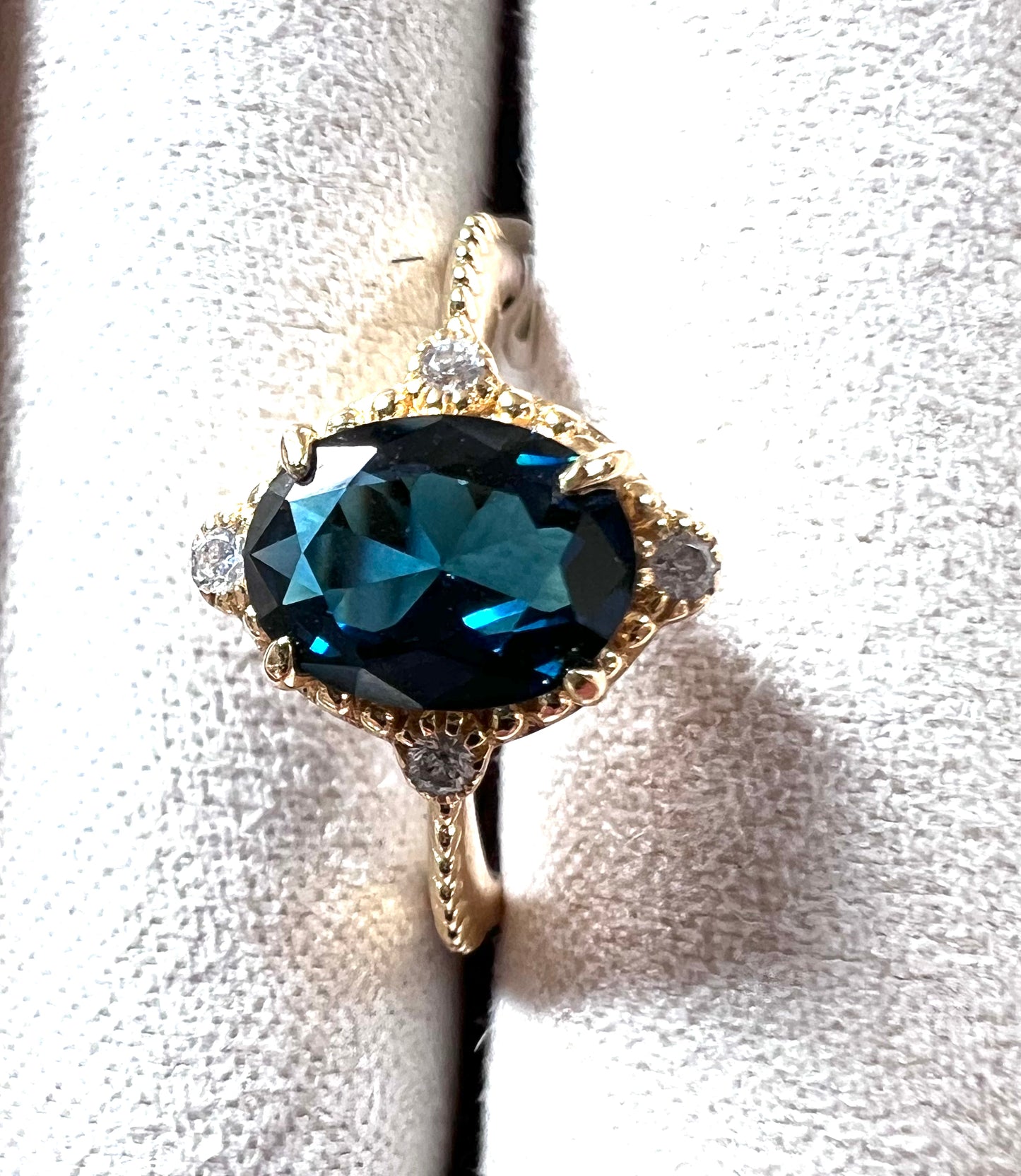 The Ocean Siren Ring - Teal Sapphire & White Topaz in 14k Gold Vermeil, Size 6