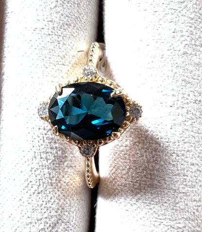 The Ocean Siren Ring - Teal Sapphire & White Topaz in 14k Gold Vermeil, Size 6