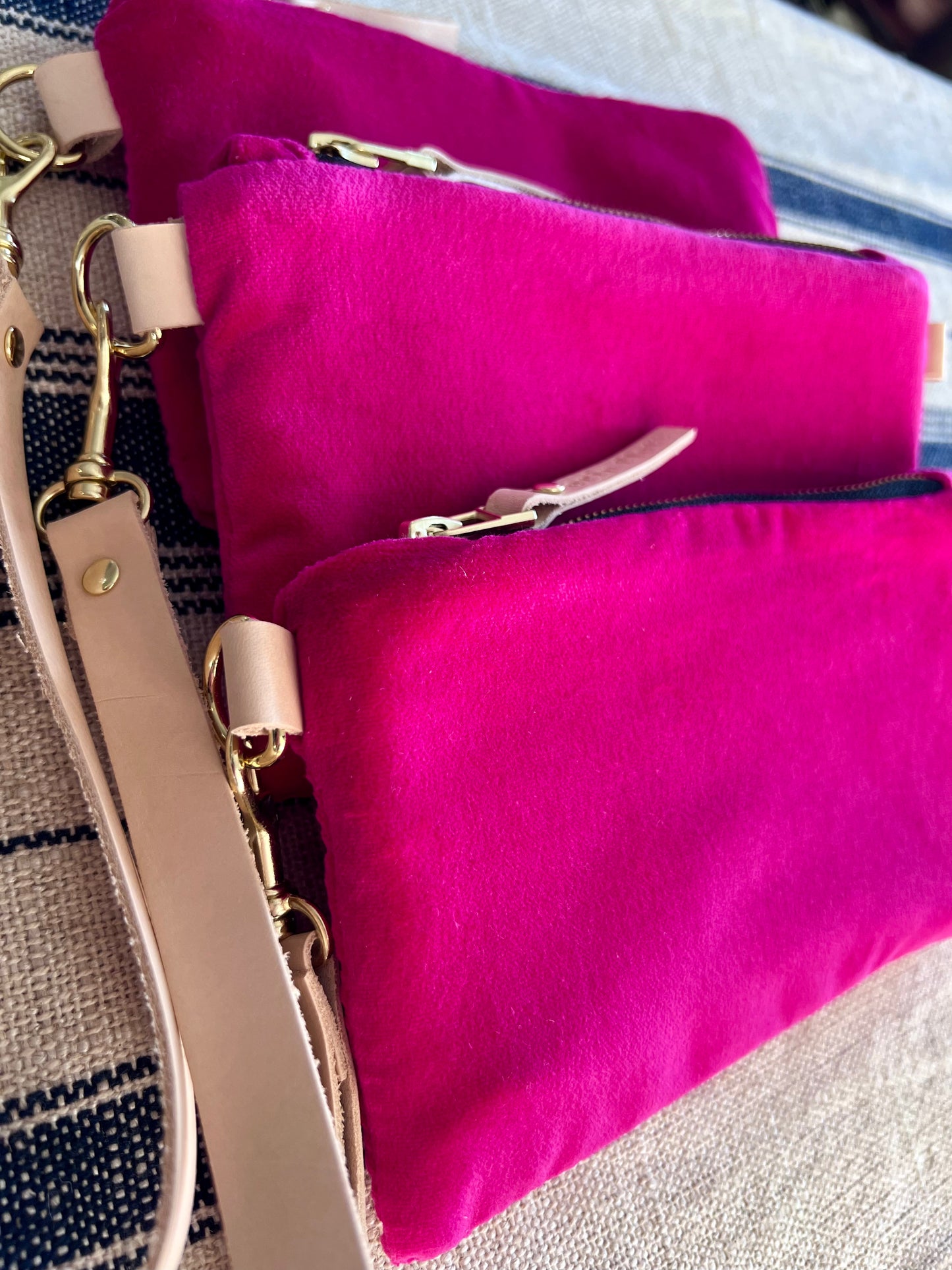Hot Pink Velvet “Ellie Wristlet Purse - Handmade by Erin Flett