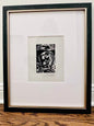 Signed Framed "C-3PO Smoking Space Cowboy" Hand Pulled Linoleum Block Print by Charles State