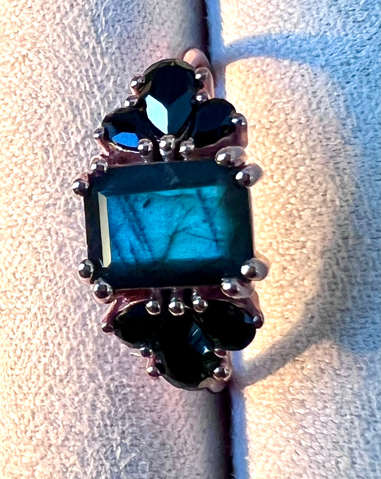 Labradorite & Black Spinel 14kt Rose Gold Vermeil Ring - Size 8