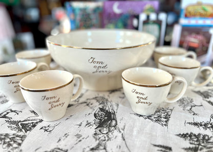 Vintage Tom & Jerry 22 Carat Gold Punch Bowl & Cups Set