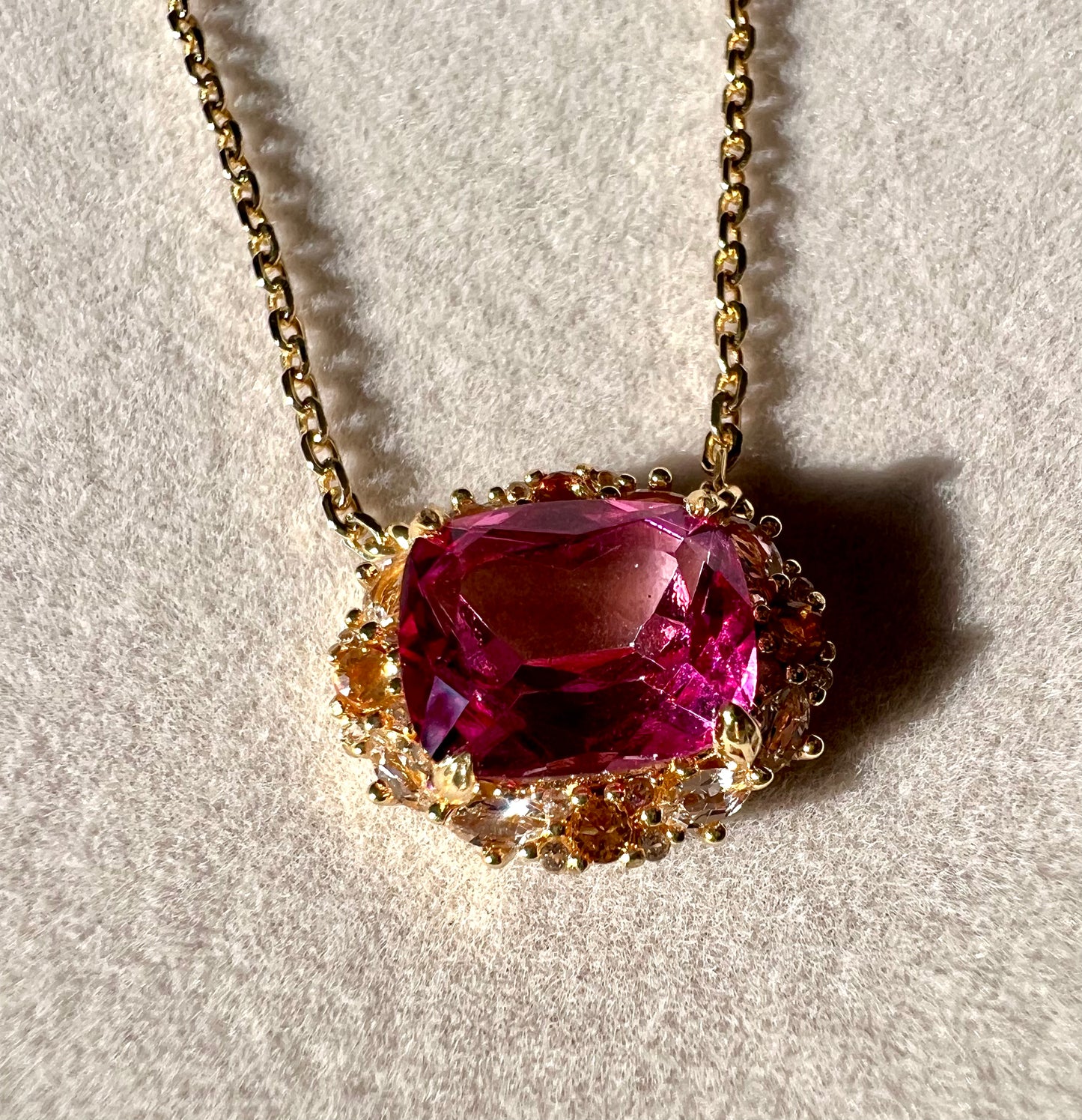 The Pink Topaz, Citrine & White Topaz Necklace in 14kt Gold Vermeil