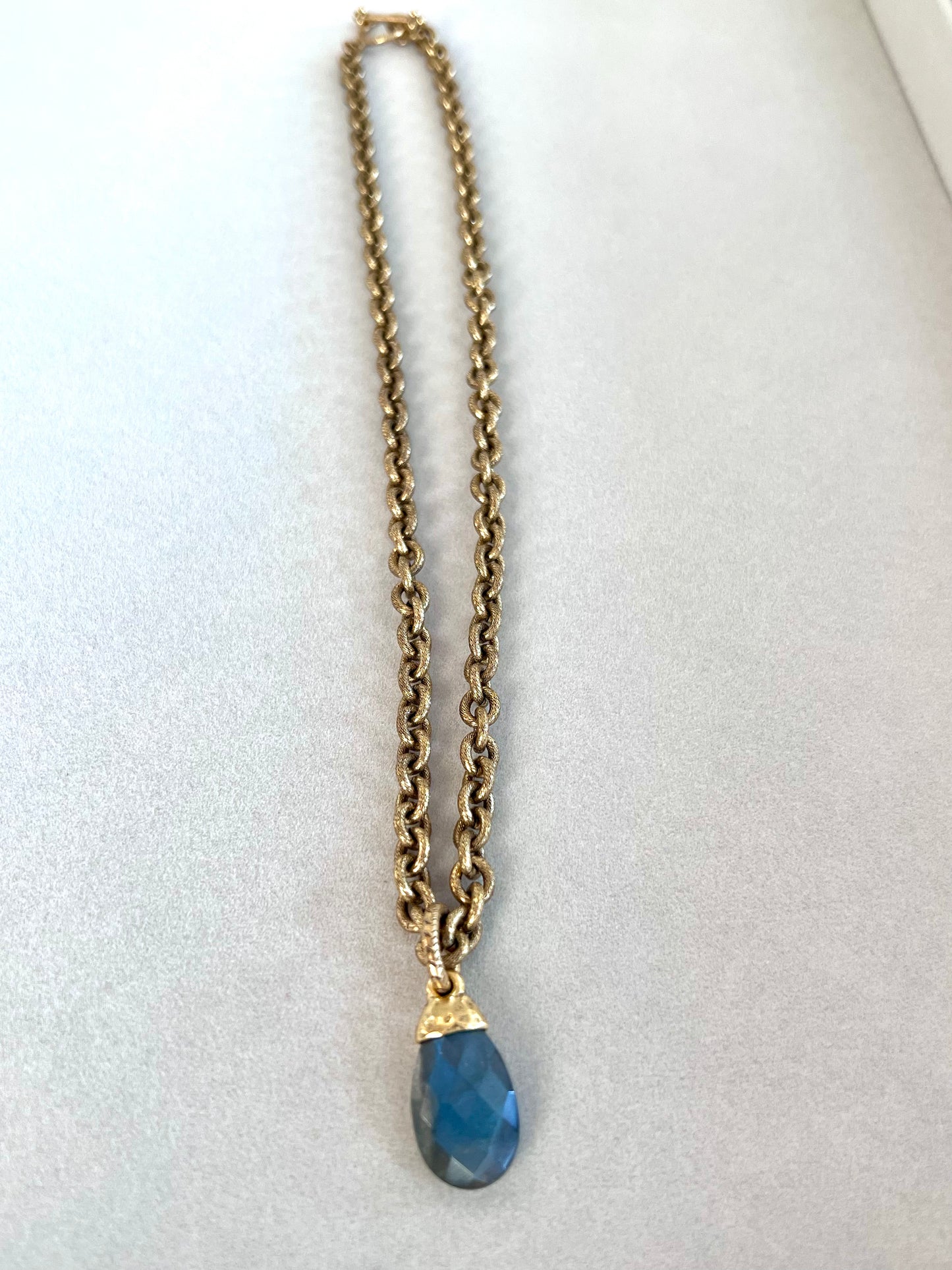 Labradorite Briolette Pendant on 12K Gold Finish Necklace - Two