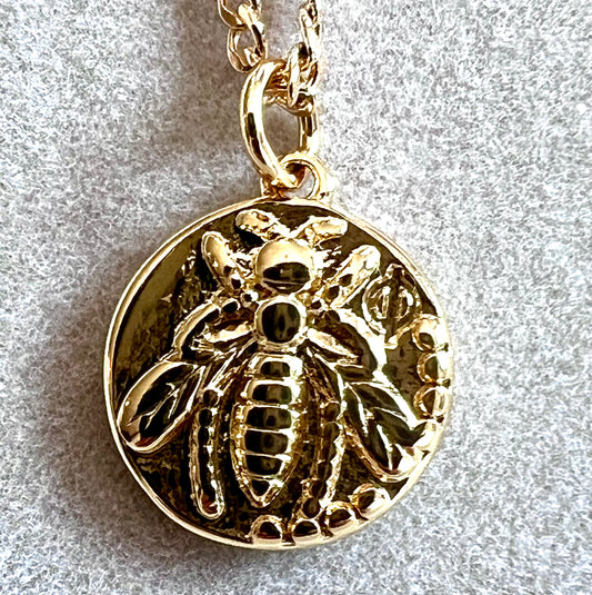Bee 18kt Gold Fill Coin Necklace