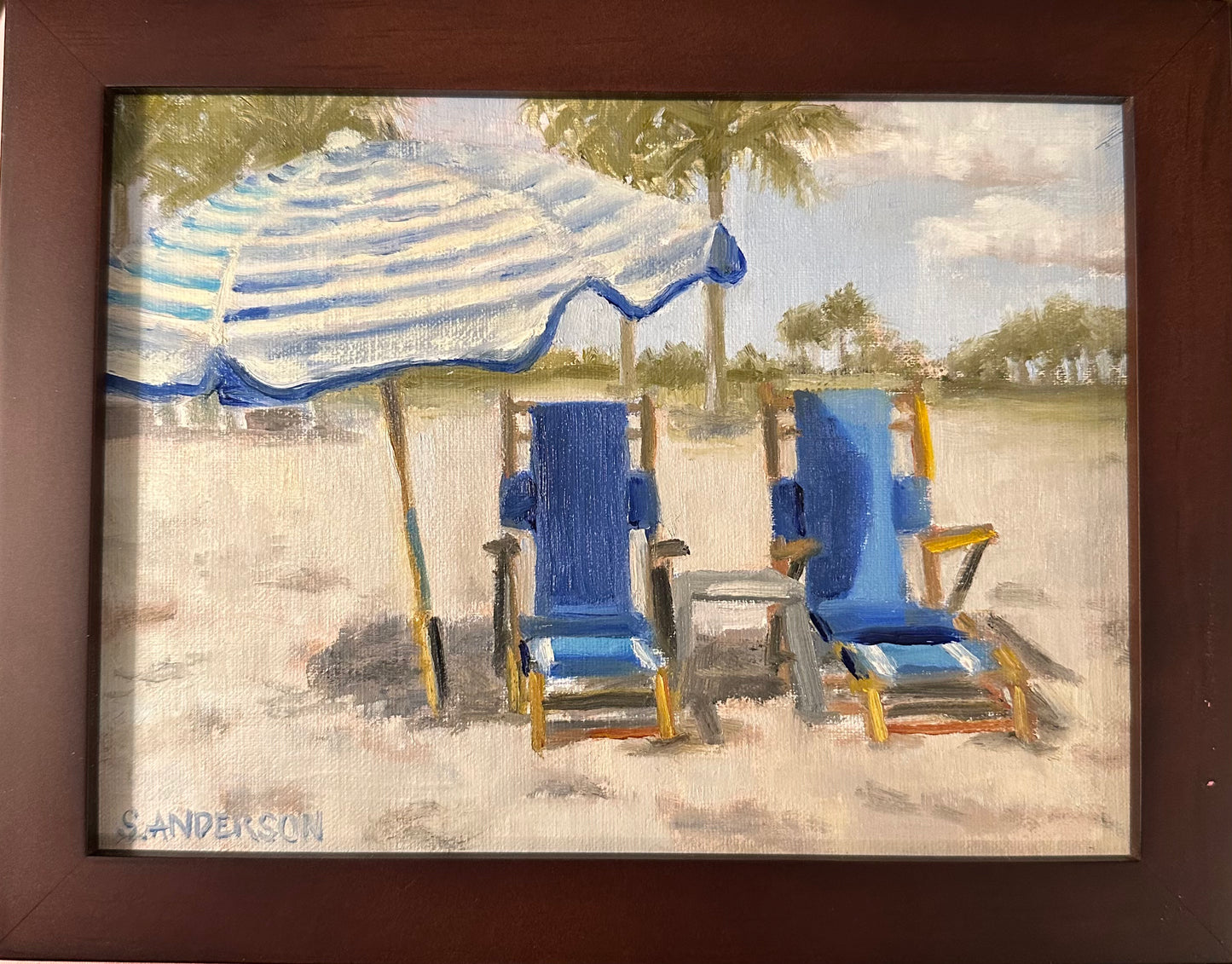 Beach Chairs - Original Painting by Susan Anderson