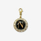 Letter "N" Refashioned Vintage Rhinestone & Black Glass Charm