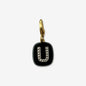 Letter "U" Refashioned Vintage Rhinestone & Black Glass Charm