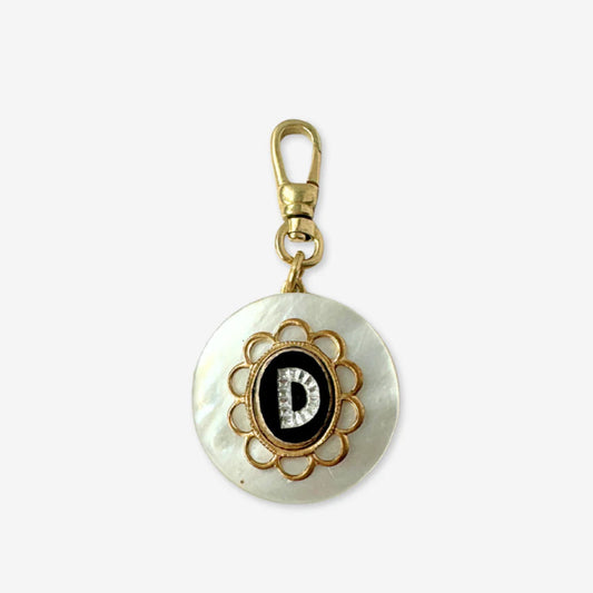 Letter "D" Refashioned Vintage Mother of Pearl and Brass Charm