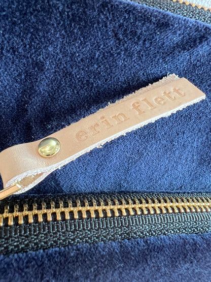 Navy Blue Velvet “Ellie” Wristlet Purse - Handmade by Erin Flett