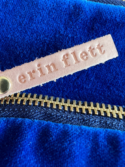 Royal Blue Velvet “Ellie” Wristlet Purse - Handmade by Erin Flett
