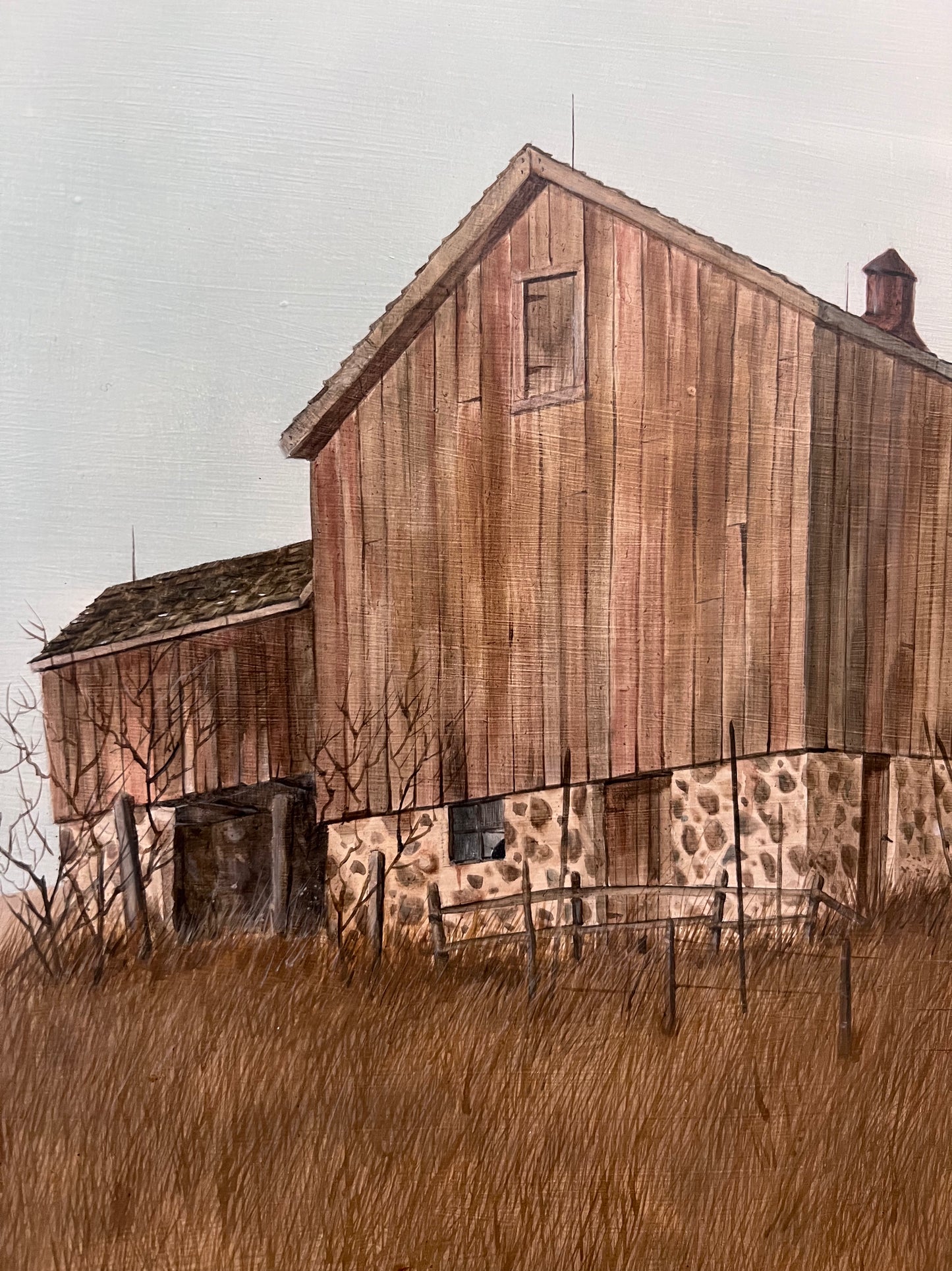 "Stone Silo" Original Acrylic Painting by Artist Tom Agazzi