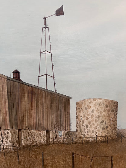 "Stone Silo" Original Acrylic Painting by Artist Tom Agazzi