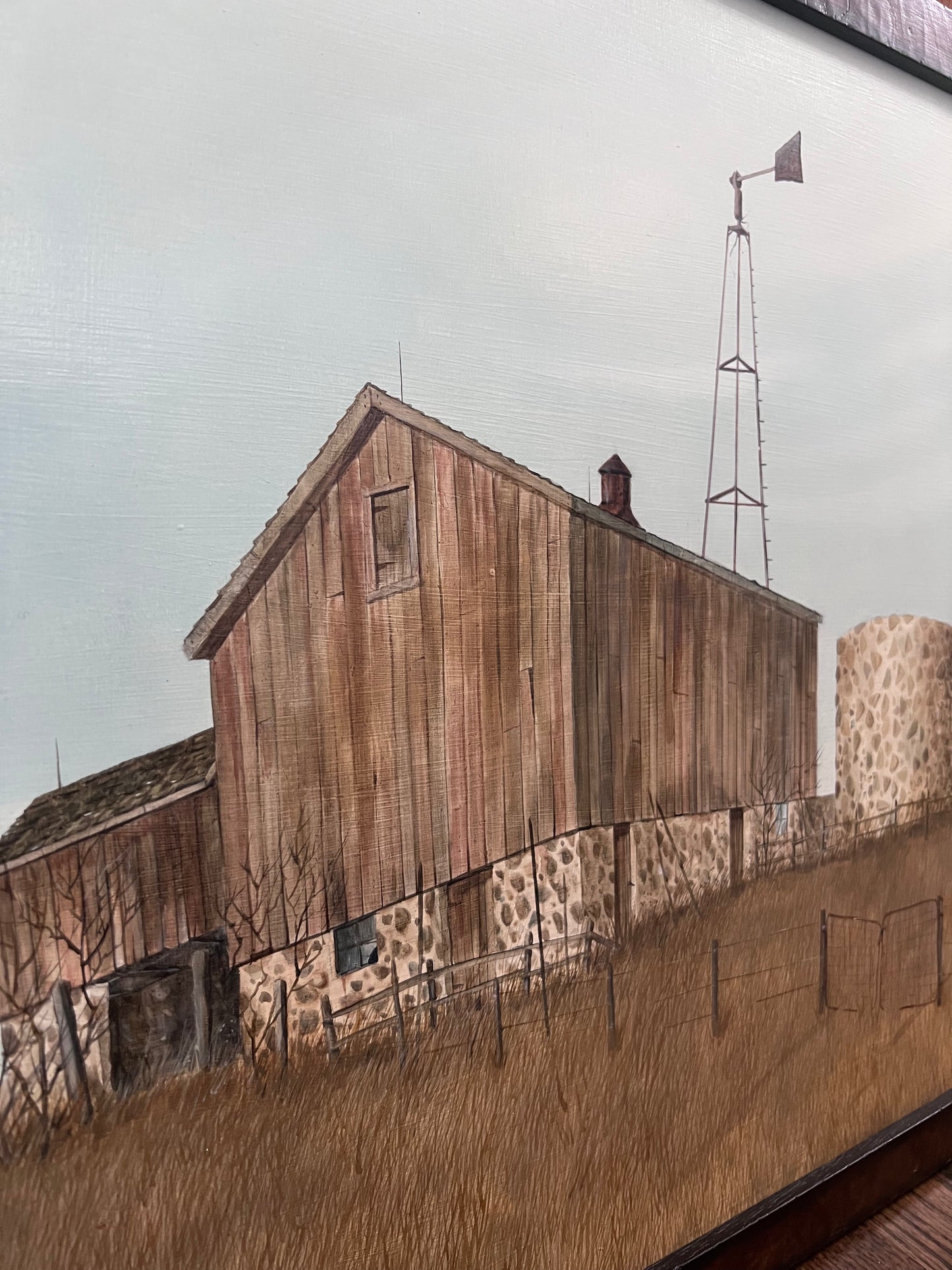 "Stone Silo" Original Acrylic Painting by Artist Tom Agazzi