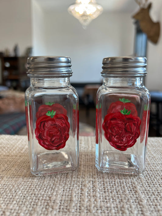 Hand-painted Salt & Pepper Shaker Set - Raspberries