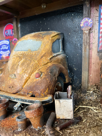 Farmer's Barn Garage - Shadow Box by Artist Dick Dahlstrom