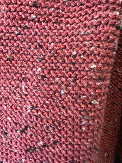 Hand Knit Soft Wool Scarf in Burnt Sienna