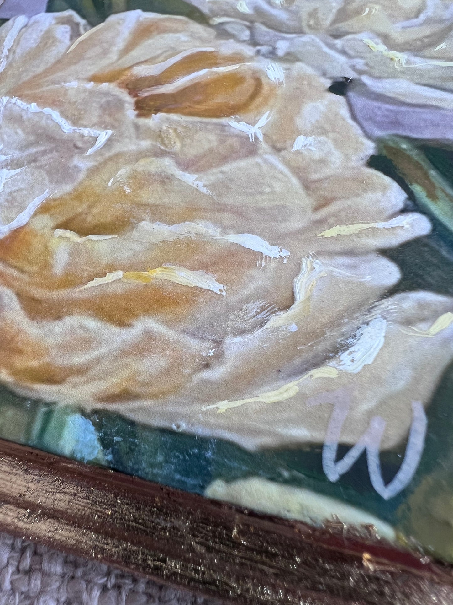 Yellow Peony - Woodblock Oil Painting