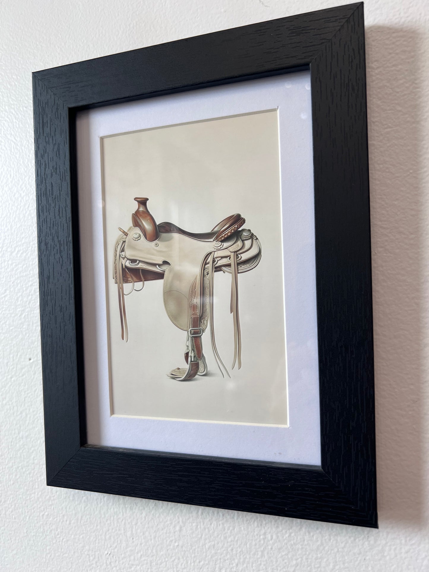 Saddle - Equestrian Print in Black Frame