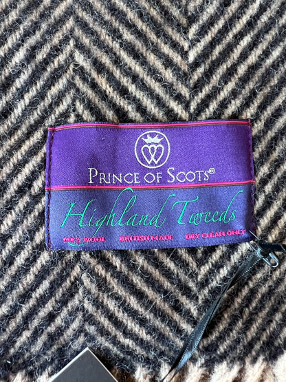 Black & Tan Highland Tweeds 100% Wool Herringbone Throw - Made in the British Isles