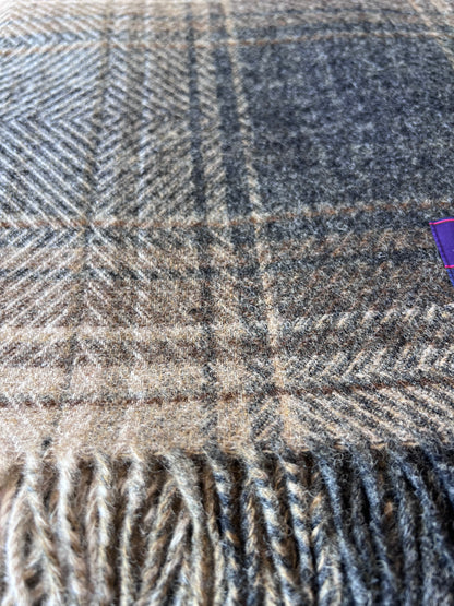 Grays & Tans Ombré Highland Tweeds 100% Shetland Lambswool Throw - Made in the British Isles