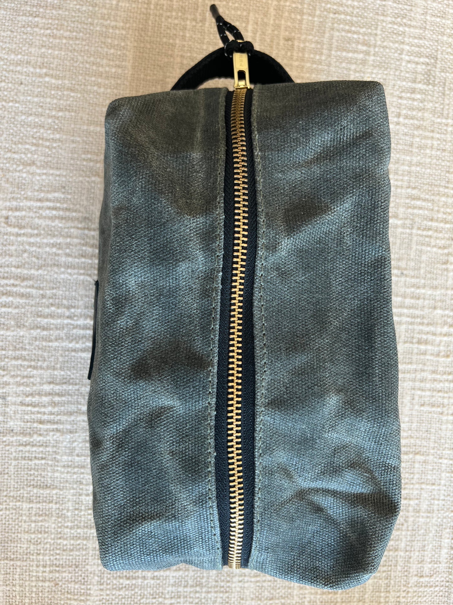 Dark Army Green Waxed Canvas Toiletry Bag/Dopp Kit