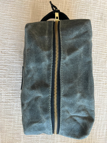 Dark Army Green Waxed Canvas Toiletry Bag/Dopp Kit