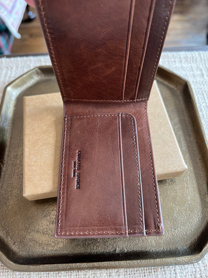 Brown Leather Slim Classic Bill-Fold Wallet