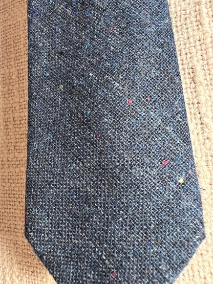 Speckled Navy Blue 100% Wool Handmade Necktie