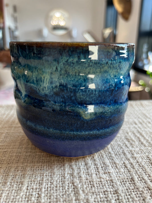 Deep Blue Planter - Handmade by Ceramic Artist Natalie Zelman