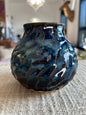 Black & Blue Peacock Vase - Handmade by Ceramic Artist Natalie Zelman