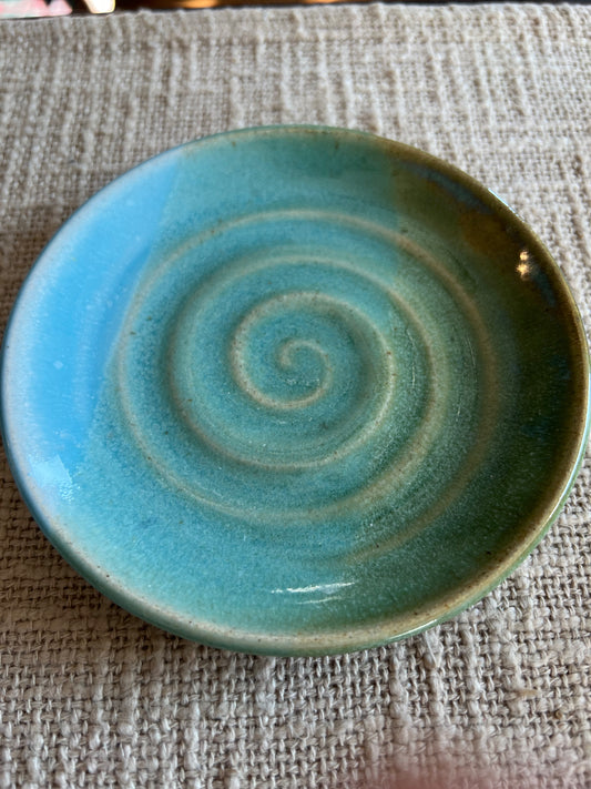 Turquoise Swirl Plate - Handmade by Ceramic Artist Natalie Zelman