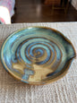 Turquoise & Tan Swirl Spoon Rest - Handmade by Ceramic Artist Natalie Zelman