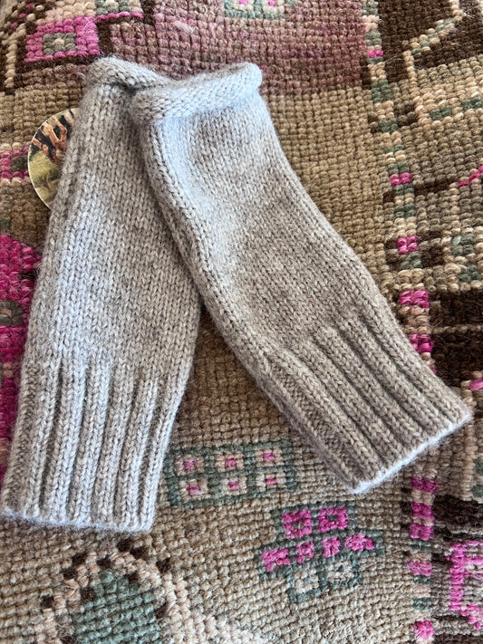 Beige Alpaca Fingerless Gloves