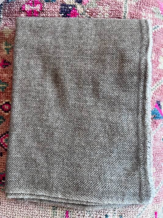 Espresso Herringbone Cashmere Scarf - Handloom Faire Trade in Nepal