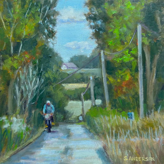 Biking in Normandy - Original Painting by Susan Anderson