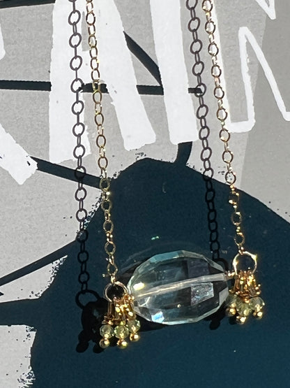 The Anne - Oval Green Amethyst & Peridot Gemstone Necklace