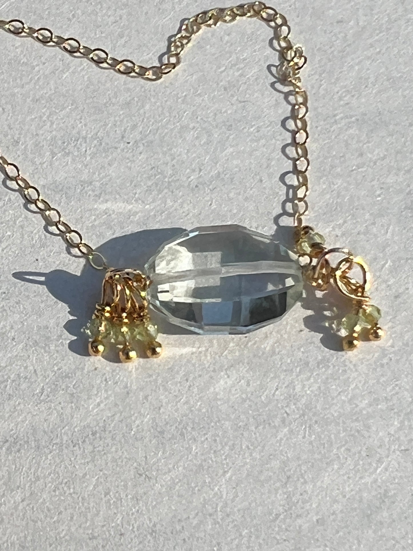 The Anne - Oval Green Amethyst & Peridot Gemstone Necklace