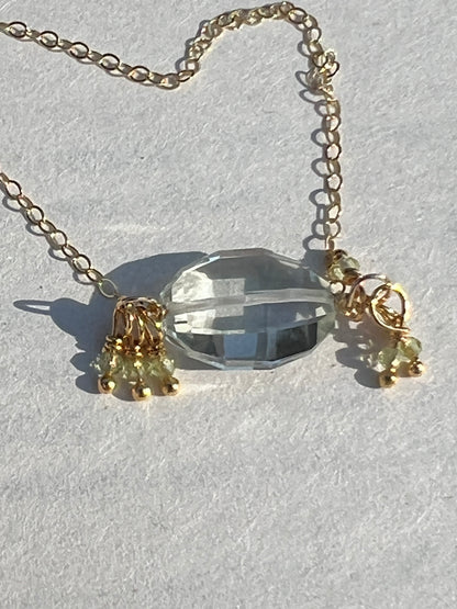 The Anne - Oval Green Amethyst & Peridot Gemstone Necklace