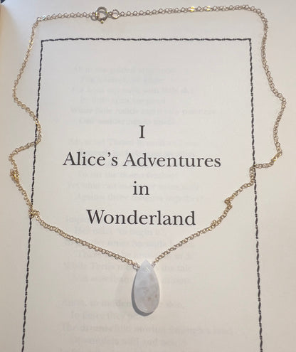 The Molly Sharol - Moonstone Teardrop Pendant & 14K Gold Filled Necklace