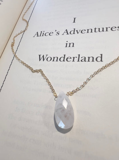 The Molly Sharol - Moonstone Teardrop Pendant & 14K Gold Filled Necklace