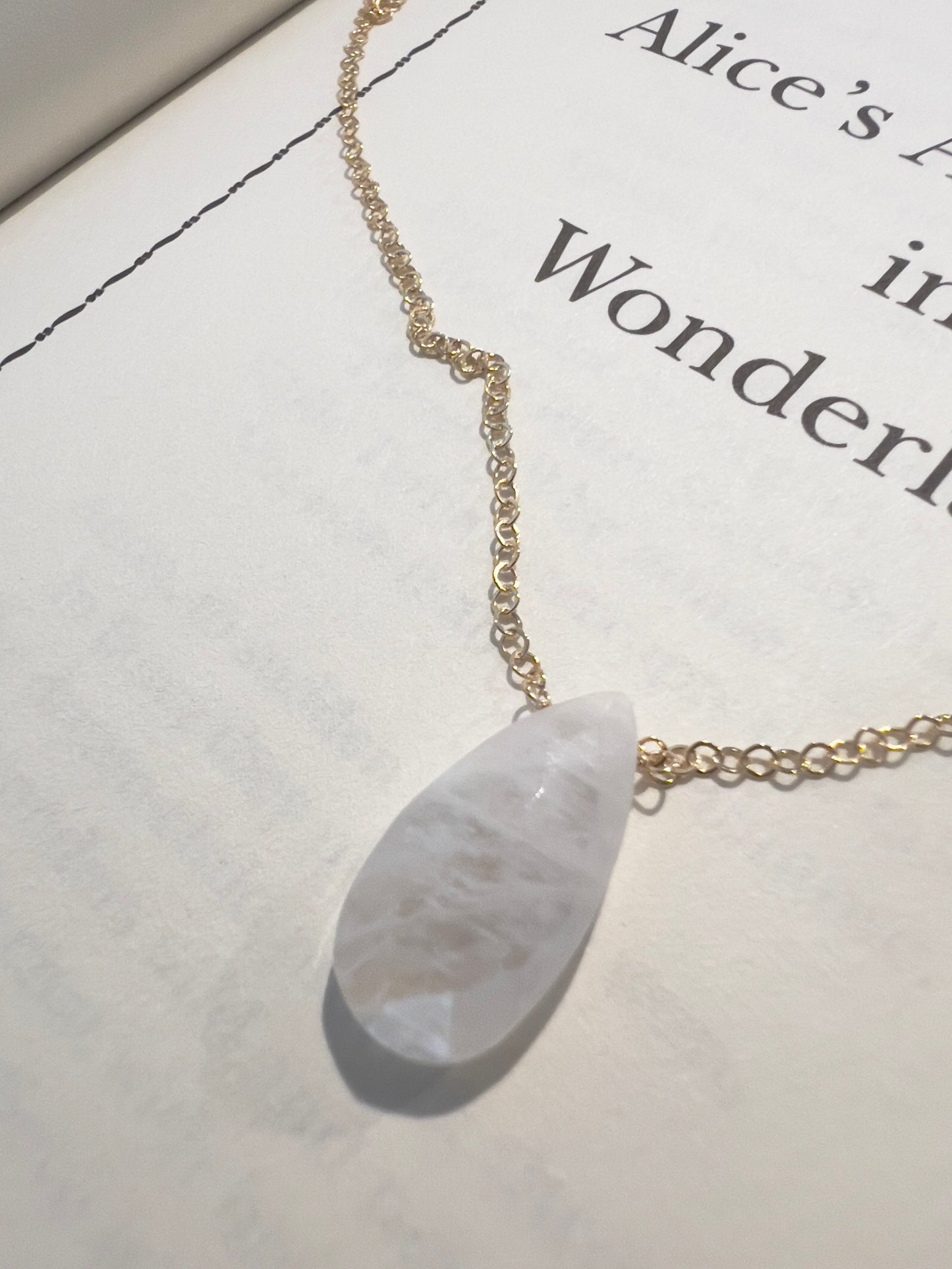The Molly Sharol - Moonstone Teardrop Pendant & 14K Gold Filled Necklace