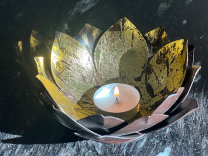 Gold Leafed Metal Lotus Flower