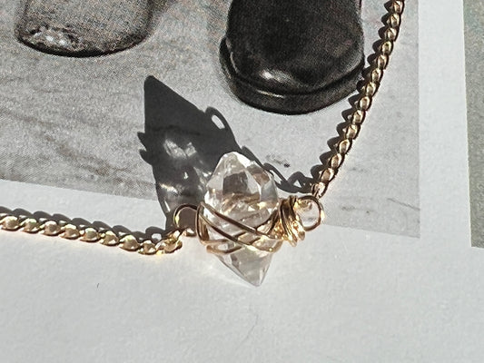 Herkimer Diamond Caged Necklace