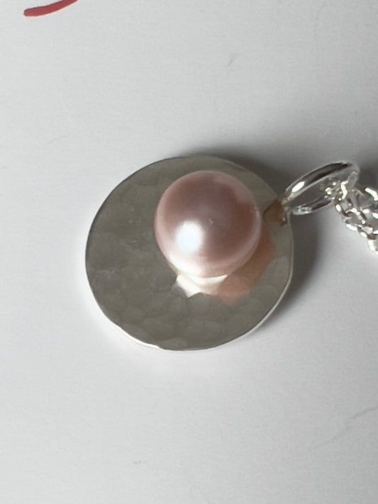 The Tara - Pink Silvery Pearl & Silver Necklace